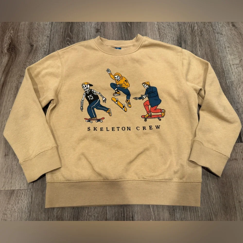 Old Navy Kids Skeleton Crew Sweatshirt Skateboard Graphic | Sizes 6/7 & 8 Youth